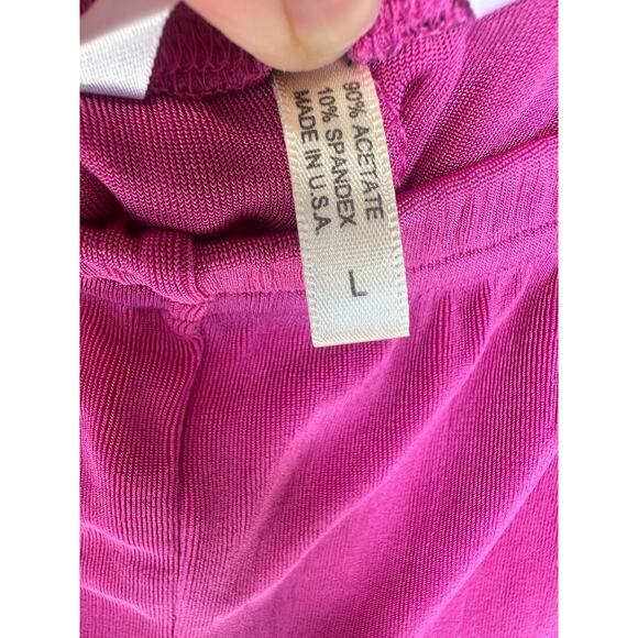 Fiore Pants Womens Size Large Pink Acetate Blend Pull On Elastic Waist Wide-Leg - Picture 4 of 10